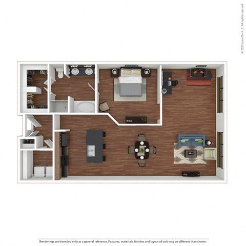 Floor plan for 1 bed, 1 bath, 1028 sqft